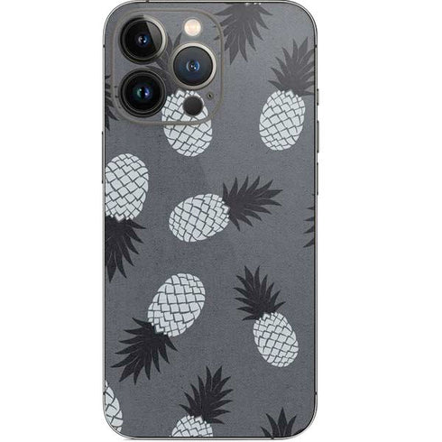 Black and White Pineapples iPhone 14 Pro Skin